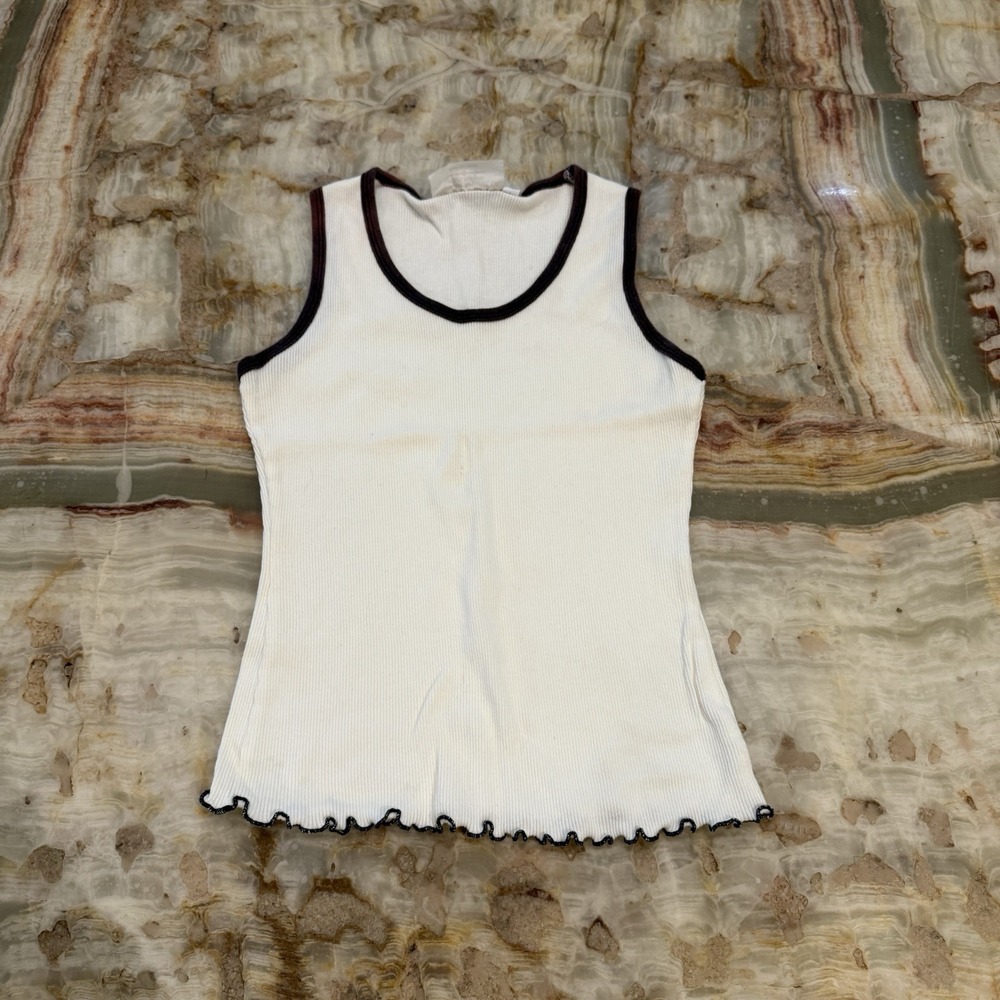 Vancouver Apparel Co Ribbed Tank Top Women's M White Contrast Trim Made Canada